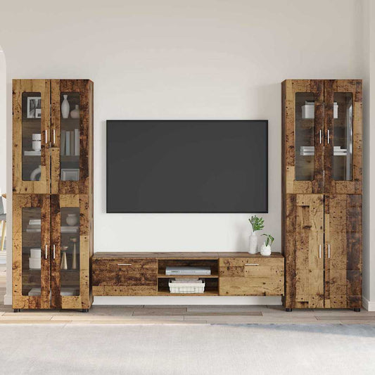 Tv-meubelset met lade FLORIN 3 pcs Oudhout Bewerkt hout is nu te koop bij PeponiXL, paradijselijk wonen!