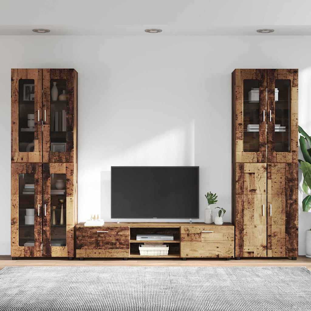Tv-meubelset met lade FLORIN 3 pcs Oudhout Bewerkt hout is nu te koop bij PeponiXL, paradijselijk wonen!
