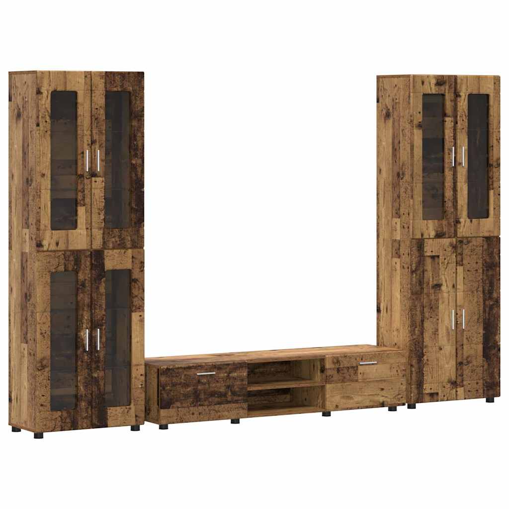 Tv-meubelset met lade FLORIN 3 pcs Oudhout Bewerkt hout is nu te koop bij PeponiXL, paradijselijk wonen!