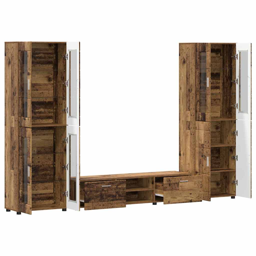 Tv-meubelset met lade FLORIN 3 pcs Oudhout Bewerkt hout is nu te koop bij PeponiXL, paradijselijk wonen!
