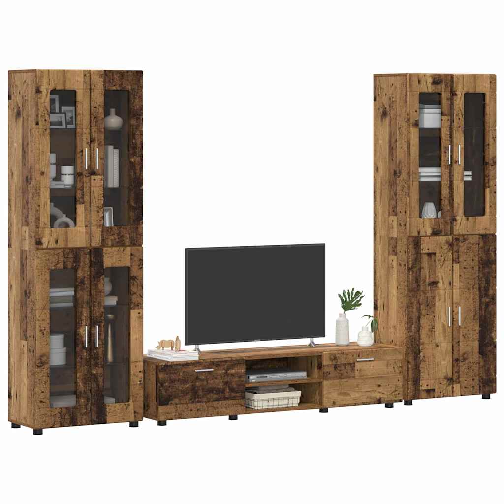 Tv-meubelset met lade FLORIN 3 pcs Oudhout Bewerkt hout is nu te koop bij PeponiXL, paradijselijk wonen!