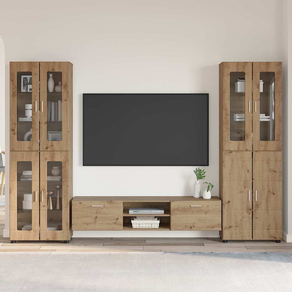Tv-meubelset met lade FLORIN 3 pcs Artisan Eiken Bewerkt hout is nu te koop bij PeponiXL, paradijselijk wonen!