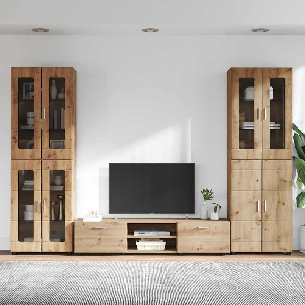 Tv-meubelset met lade FLORIN 3 pcs Artisan Eiken Bewerkt hout is nu te koop bij PeponiXL, paradijselijk wonen!