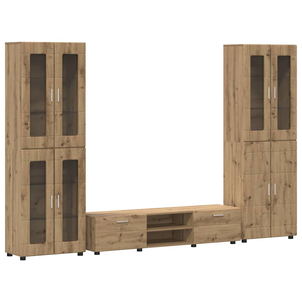 Tv-meubelset met lade FLORIN 3 pcs Artisan Eiken Bewerkt hout is nu te koop bij PeponiXL, paradijselijk wonen!