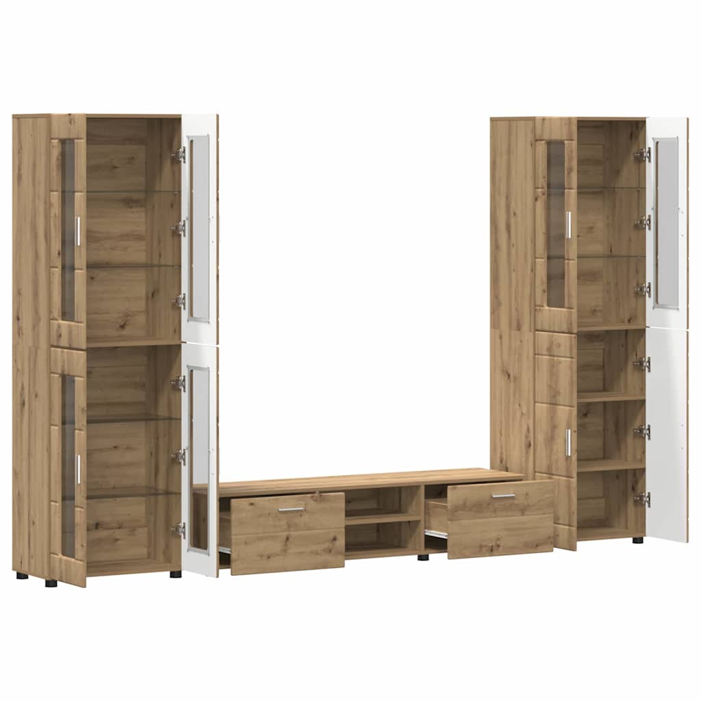 Tv-meubelset met lade FLORIN 3 pcs Artisan Eiken Bewerkt hout is nu te koop bij PeponiXL, paradijselijk wonen!