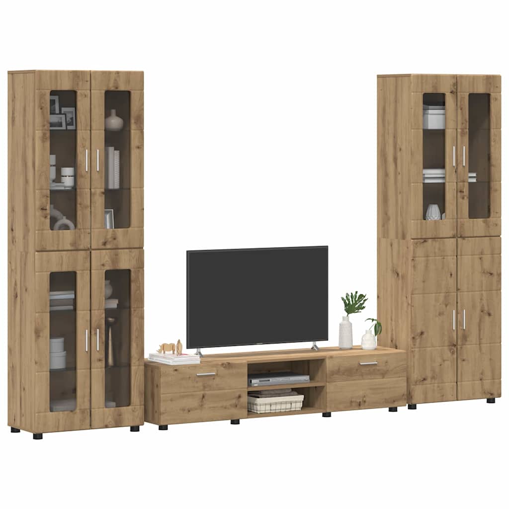 Tv-meubelset met lade FLORIN 3 pcs Artisan Eiken Bewerkt hout is nu te koop bij PeponiXL, paradijselijk wonen!