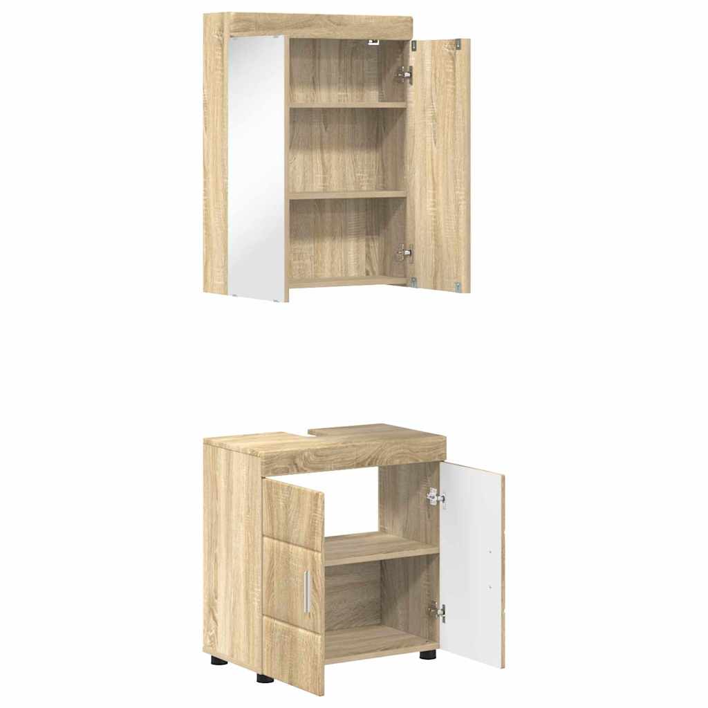 Badkamermeubelset met plank TULUM Sonoma Eiken Bewerkt hout is nu te koop bij PeponiXL, paradijselijk wonen!