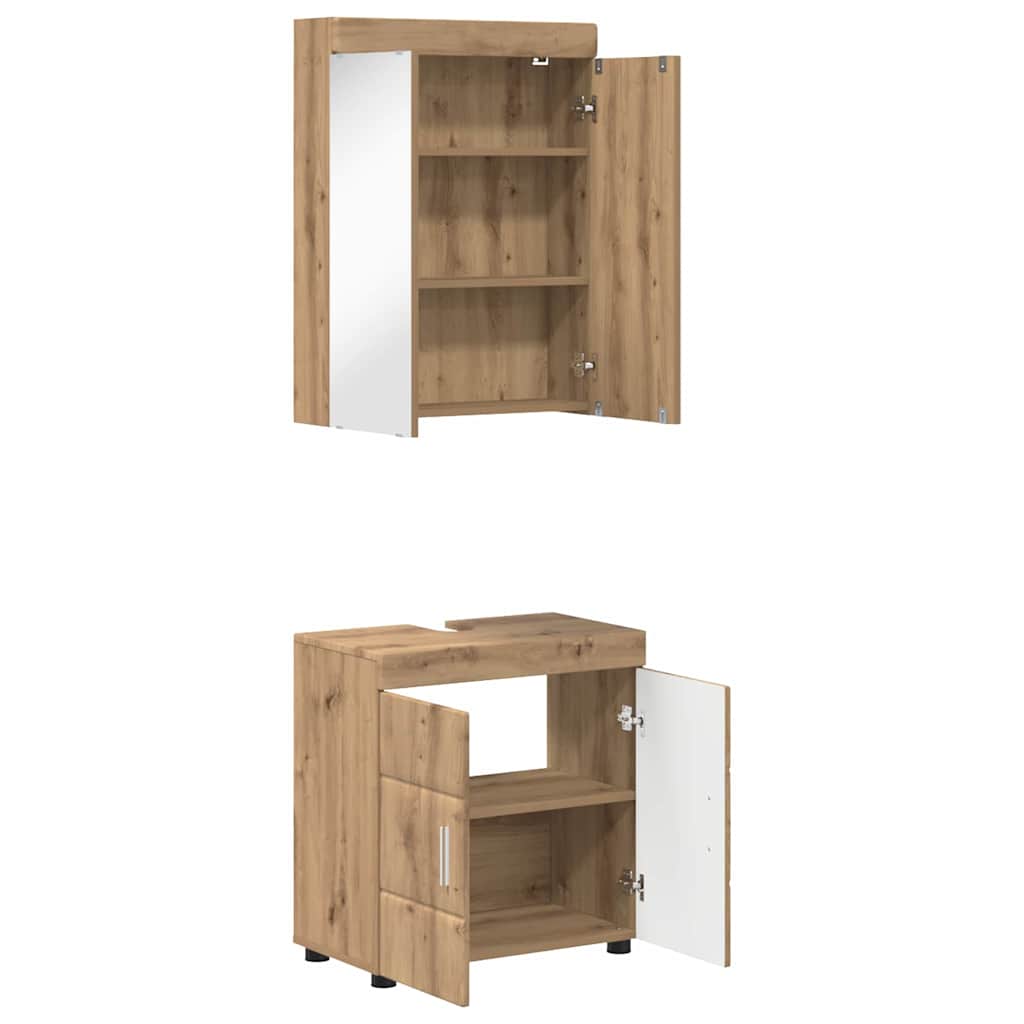 Badkamermeubelset met plank TULUM Artisan Eiken Bewerkt hout is nu te koop bij PeponiXL, paradijselijk wonen!