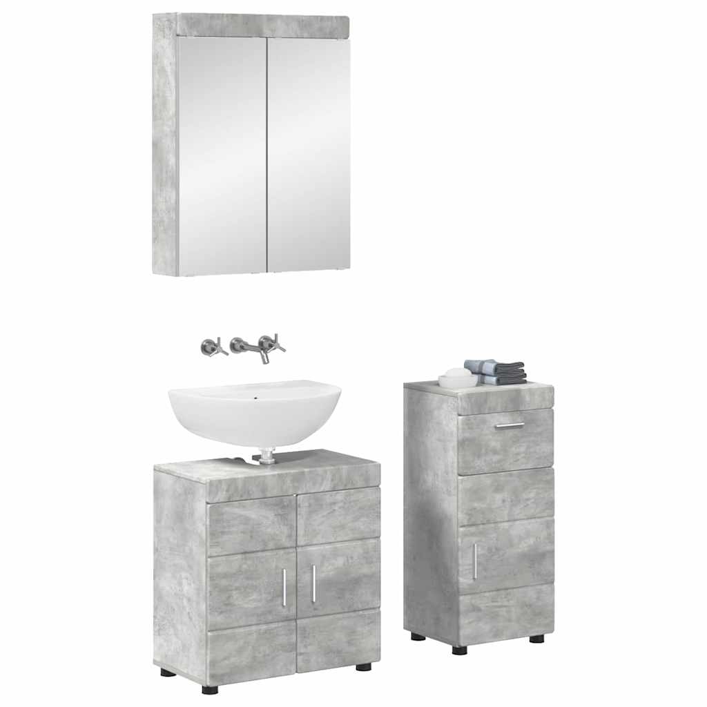 Badkamermeubelset TULUM 3 pcs Beton Grijs 60 x 34 x 63 cm is nu te koop bij PeponiXL, paradijselijk wonen!