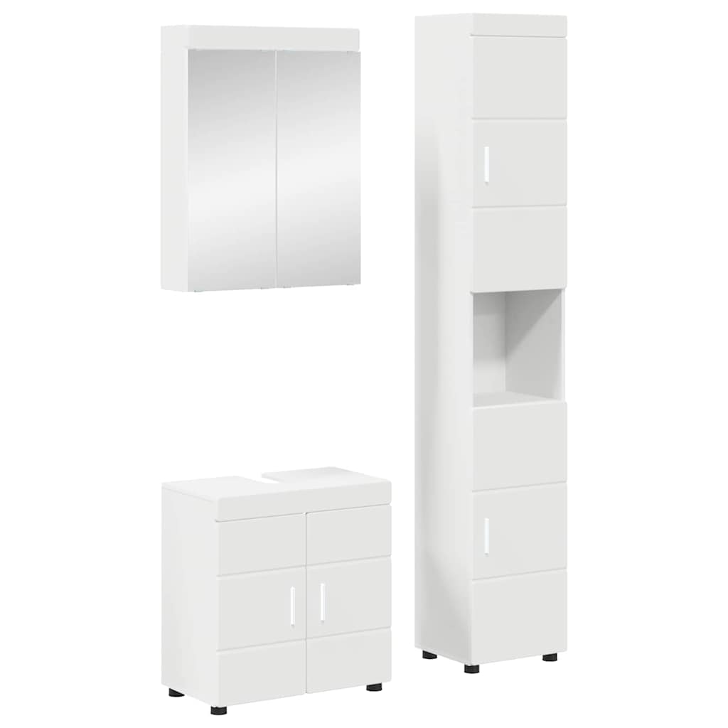 Badkamermeubelset TULUM 3 pcs Wit 60 x 34 x 63 cm Bewerkt hout is nu te koop bij PeponiXL, paradijselijk wonen!