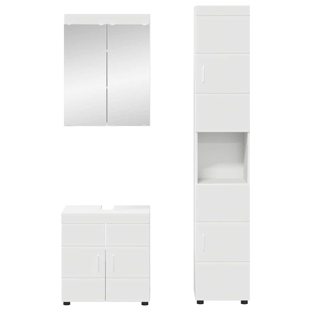 Badkamermeubelset TULUM 3 pcs Wit 60 x 34 x 63 cm Bewerkt hout is nu te koop bij PeponiXL, paradijselijk wonen!