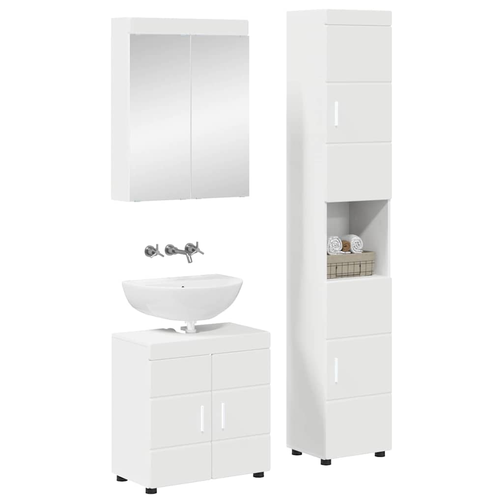 Badkamermeubelset TULUM 3 pcs Wit 60 x 34 x 63 cm Bewerkt hout is nu te koop bij PeponiXL, paradijselijk wonen!