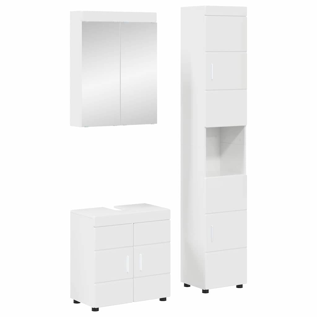 Badkamermeubelset TULUM 3 pcs Hoogglans wit 60 x 34 x 63 cm is nu te koop bij PeponiXL, paradijselijk wonen!