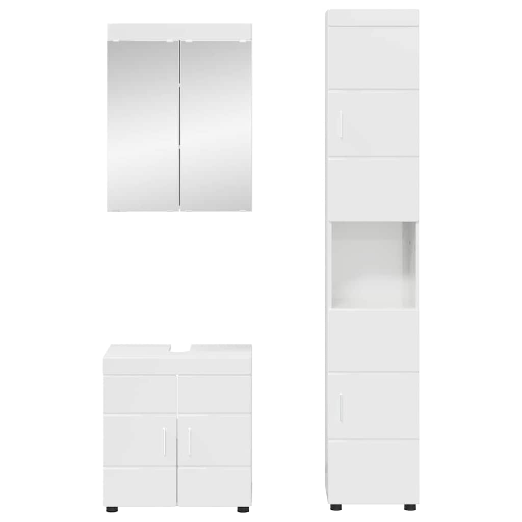 Badkamermeubelset TULUM 3 pcs Hoogglans wit 60 x 34 x 63 cm is nu te koop bij PeponiXL, paradijselijk wonen!