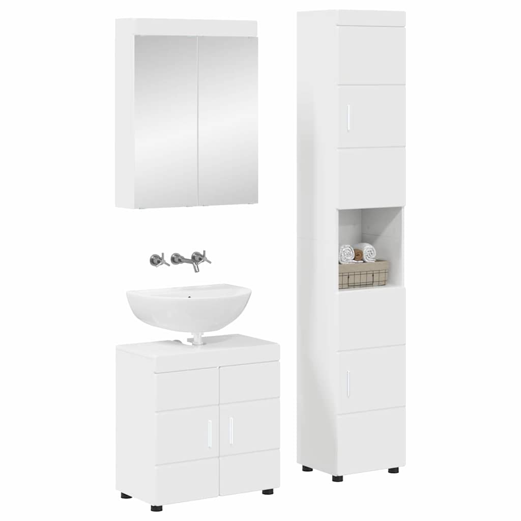 Badkamermeubelset TULUM 3 pcs Hoogglans wit 60 x 34 x 63 cm is nu te koop bij PeponiXL, paradijselijk wonen!