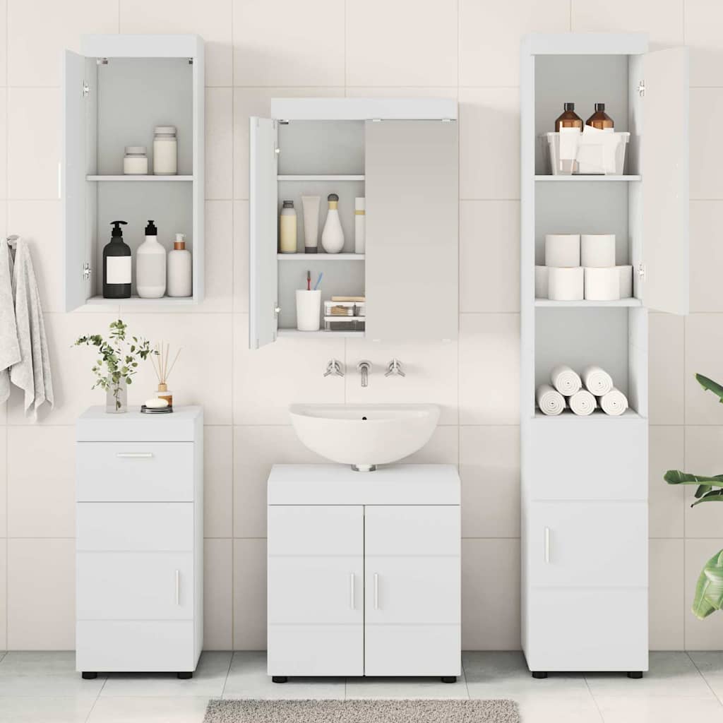 Badkamermeubelset TULUM 5 pcs Wit 60 x 34 x 63 cm Bewerkt hout is nu te koop bij PeponiXL, paradijselijk wonen!