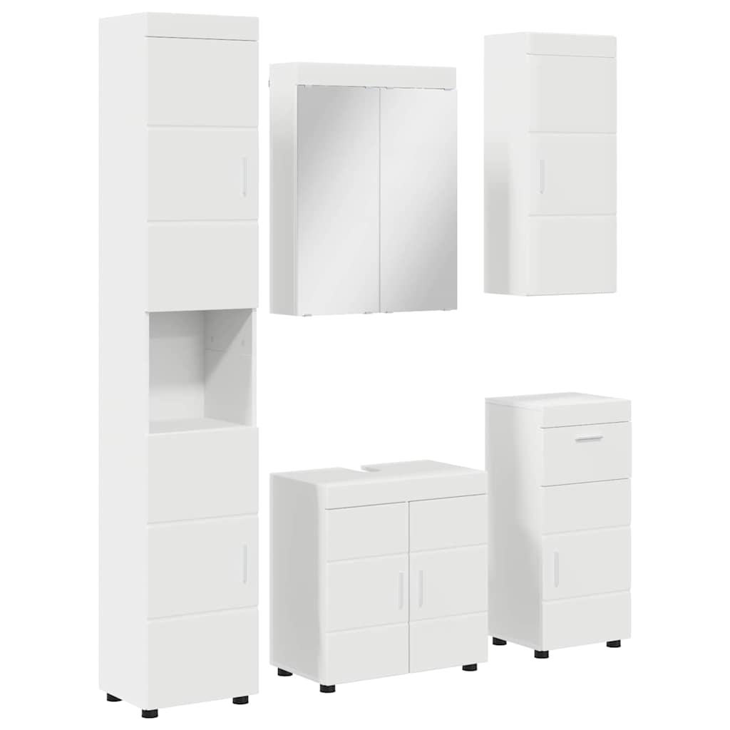 Badkamermeubelset TULUM 5 pcs Wit 60 x 34 x 63 cm Bewerkt hout is nu te koop bij PeponiXL, paradijselijk wonen!