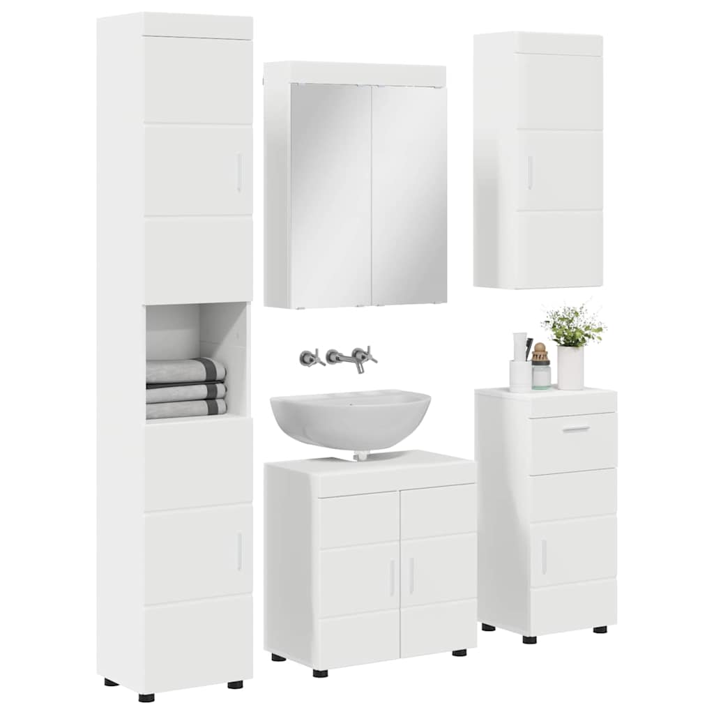 Badkamermeubelset TULUM 5 pcs Wit 60 x 34 x 63 cm Bewerkt hout is nu te koop bij PeponiXL, paradijselijk wonen!