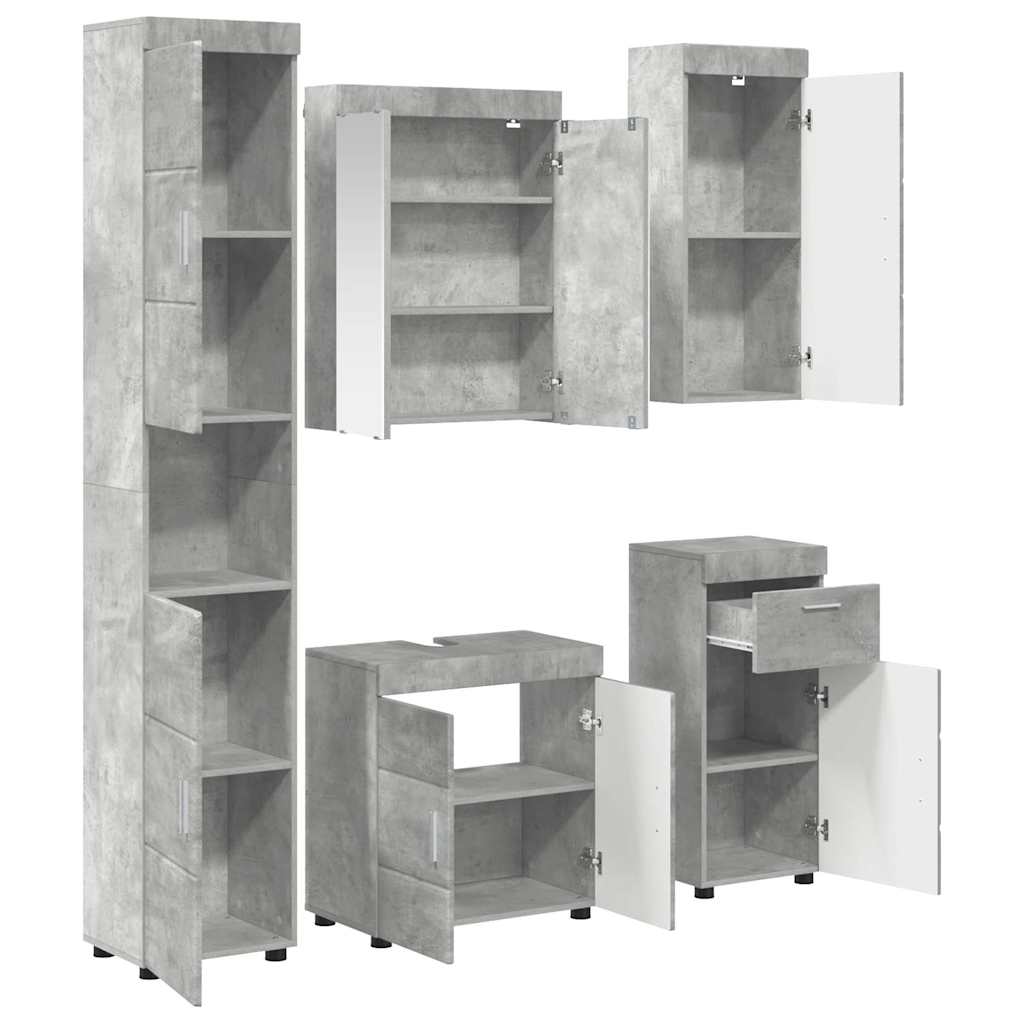 Badkamermeubelset TULUM 5 pcs Beton Grijs 60 x 34 x 63 cm is nu te koop bij PeponiXL, paradijselijk wonen!