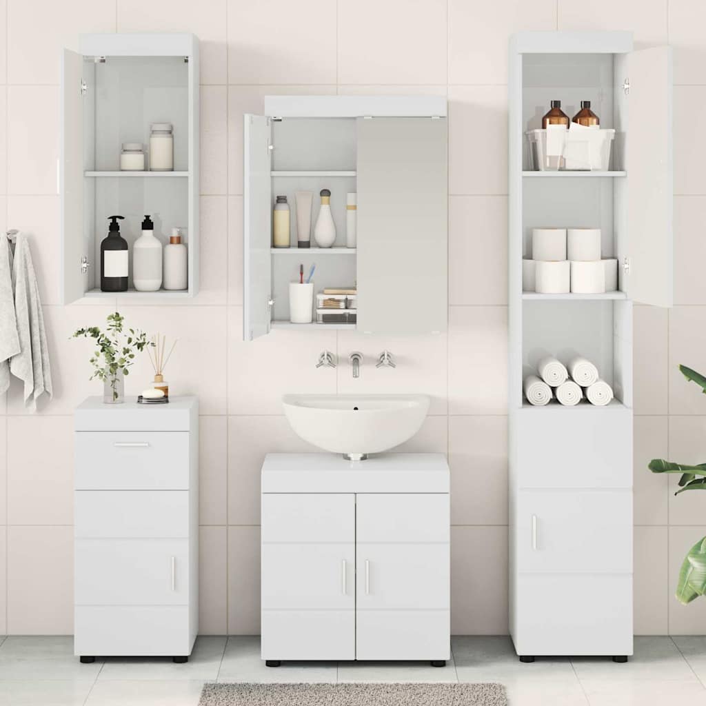 Badkamermeubelset TULUM 5 pcs Hoogglans wit 60 x 34 x 63 cm is nu te koop bij PeponiXL, paradijselijk wonen!