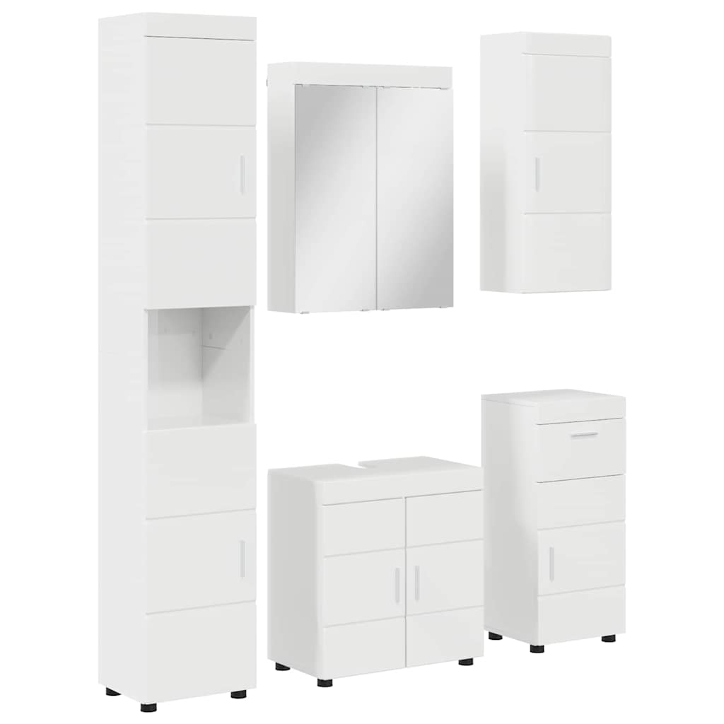 Badkamermeubelset TULUM 5 pcs Hoogglans wit 60 x 34 x 63 cm is nu te koop bij PeponiXL, paradijselijk wonen!