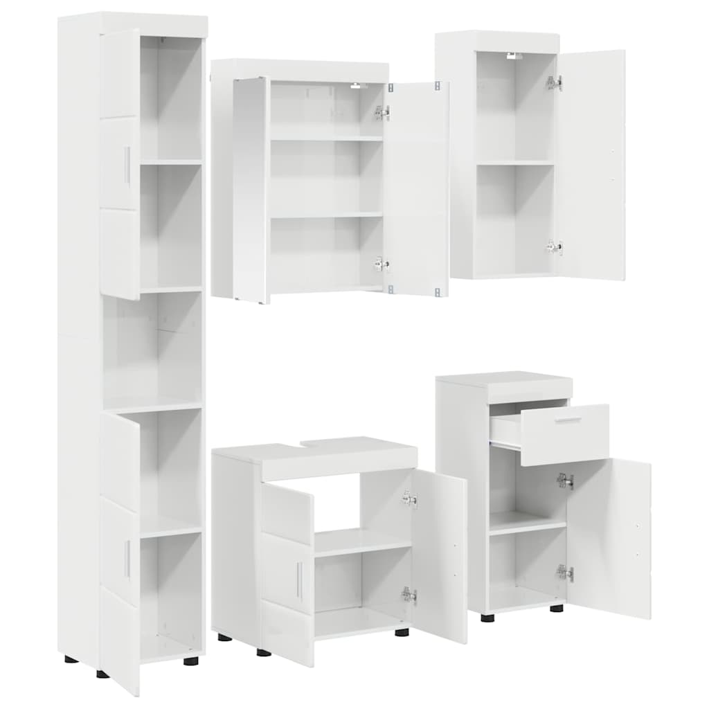 Badkamermeubelset TULUM 5 pcs Hoogglans wit 60 x 34 x 63 cm is nu te koop bij PeponiXL, paradijselijk wonen!