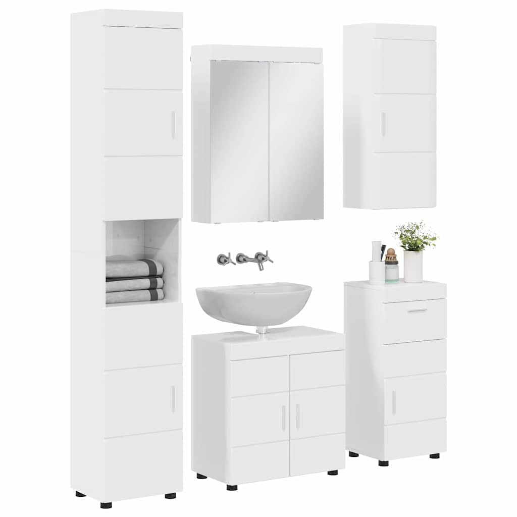 Badkamermeubelset TULUM 5 pcs Hoogglans wit 60 x 34 x 63 cm is nu te koop bij PeponiXL, paradijselijk wonen!