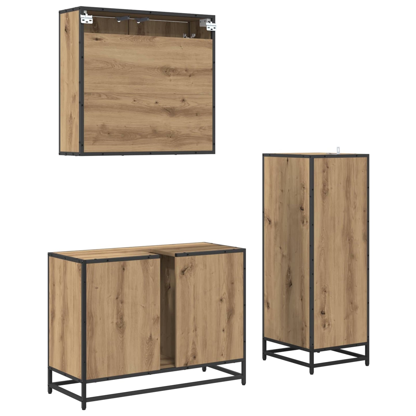 Badkamermeubelset 3 st Artisan Eiken 80 x 33 x 60 cm is nu te koop bij PeponiXL, paradijselijk wonen!