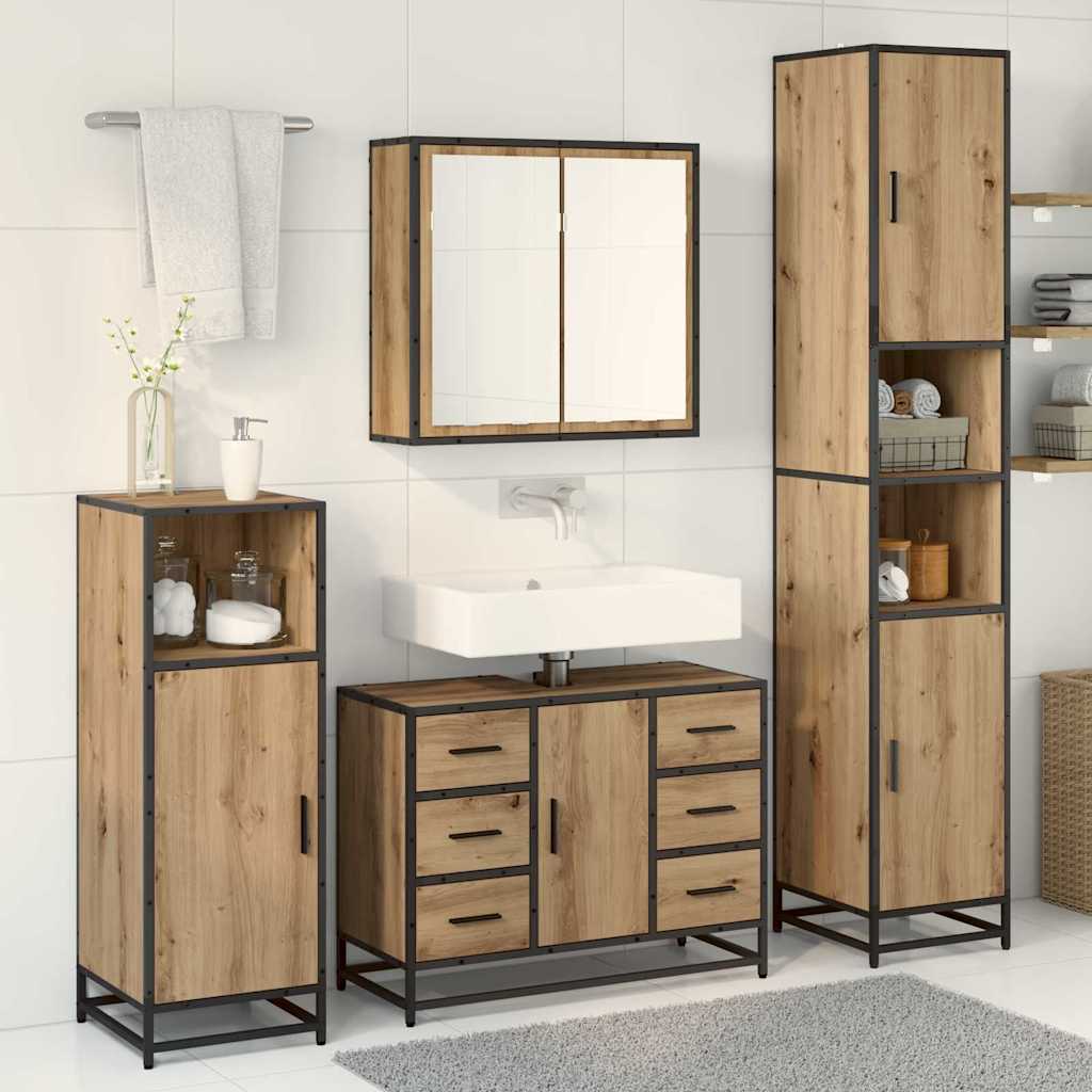 Badkamermeubelset 4 st Artisan Eiken 80 x 33 x 60 cm is nu te koop bij PeponiXL, paradijselijk wonen!