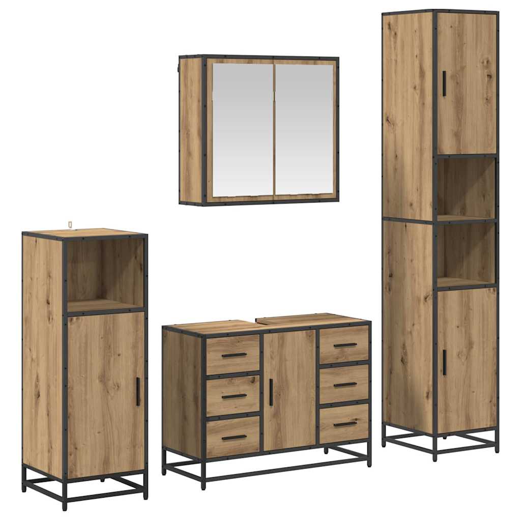 Badkamermeubelset 4 st Artisan Eiken 80 x 33 x 60 cm is nu te koop bij PeponiXL, paradijselijk wonen!
