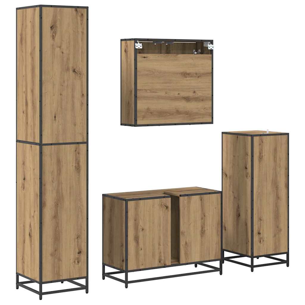 Badkamermeubelset 4 st Artisan Eiken 80 x 33 x 60 cm is nu te koop bij PeponiXL, paradijselijk wonen!