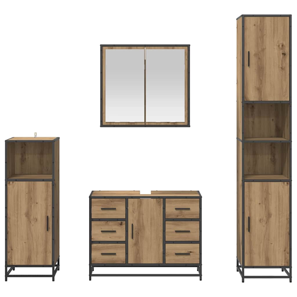 Badkamermeubelset 4 st Artisan Eiken 80 x 33 x 60 cm is nu te koop bij PeponiXL, paradijselijk wonen!