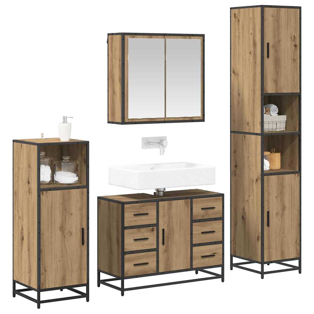 Badkamermeubelset 4 st Artisan Eiken 80 x 33 x 60 cm is nu te koop bij PeponiXL, paradijselijk wonen!