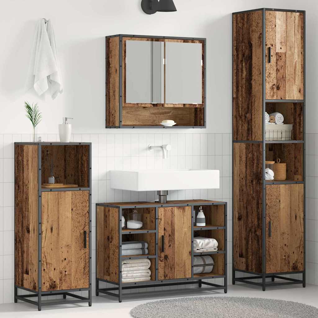 Badkamermeubelset Oud Hout 35 x 37,5 x 188,5 cm Bewerkt hout is nu te koop bij PeponiXL, paradijselijk wonen!