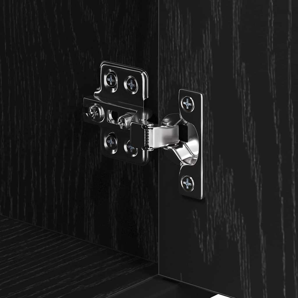 Badkamermeubelset Zwart Eiken 35 x 37,5 x 188,5 cm Bewerkt hout is nu te koop bij PeponiXL, paradijselijk wonen!