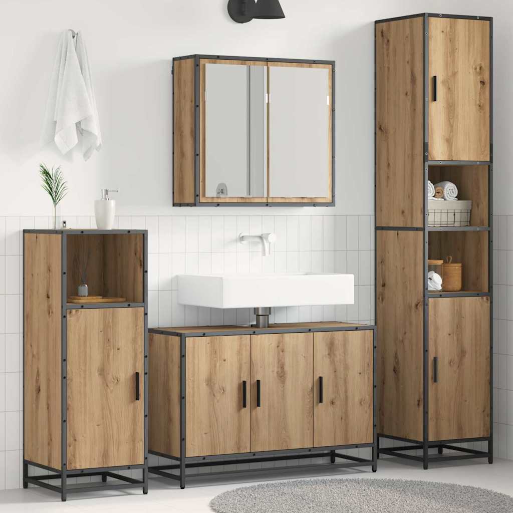 Badkamermeubelset 4 st Artisan Eiken 90 x 33 x 60 cm is nu te koop bij PeponiXL, paradijselijk wonen!