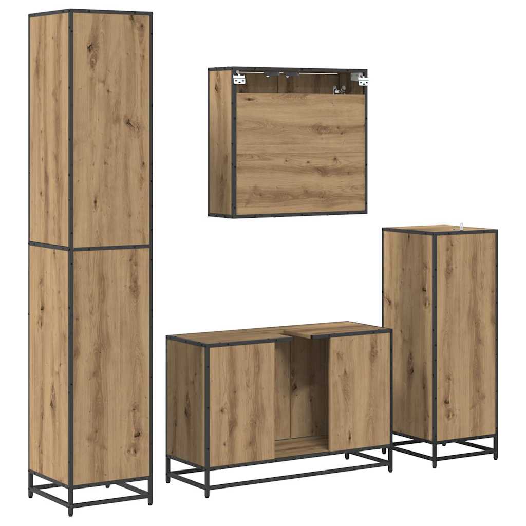 Badkamermeubelset 4 st Artisan Eiken 90 x 33 x 60 cm is nu te koop bij PeponiXL, paradijselijk wonen!