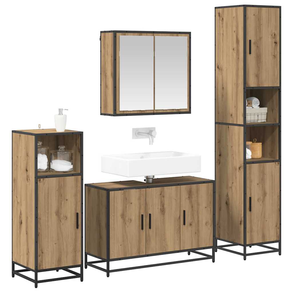 Badkamermeubelset 4 st Artisan Eiken 90 x 33 x 60 cm is nu te koop bij PeponiXL, paradijselijk wonen!
