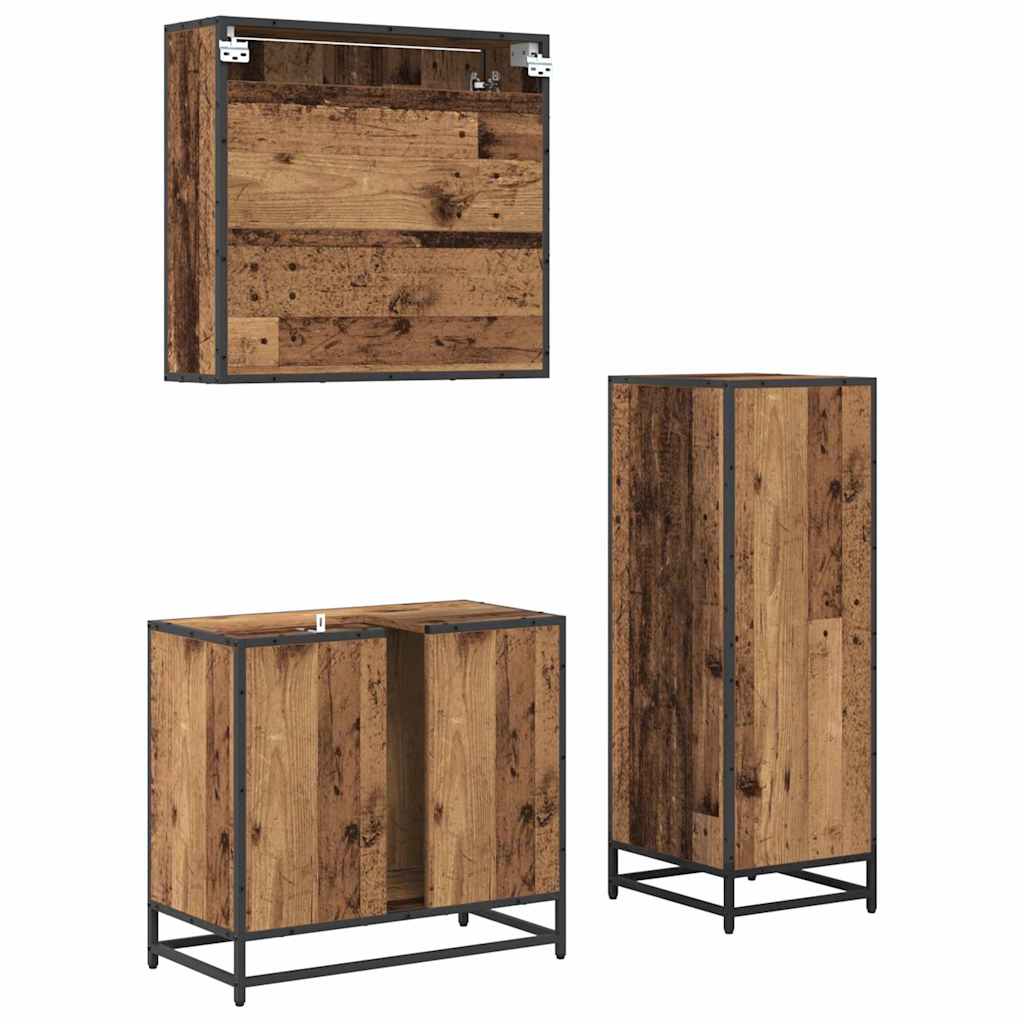Badkamermeubelset met lade 3 pcs Oud Hout Bewerkt hout is nu te koop bij PeponiXL, paradijselijk wonen!