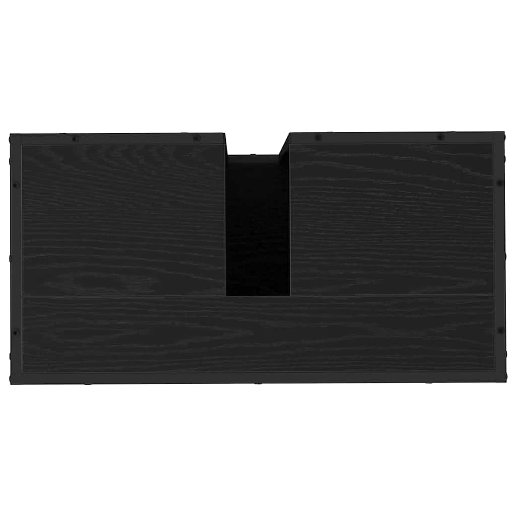 Badkamermeubelset met plank 3 pcs Zwart Eiken Bewerkt hout is nu te koop bij PeponiXL, paradijselijk wonen!