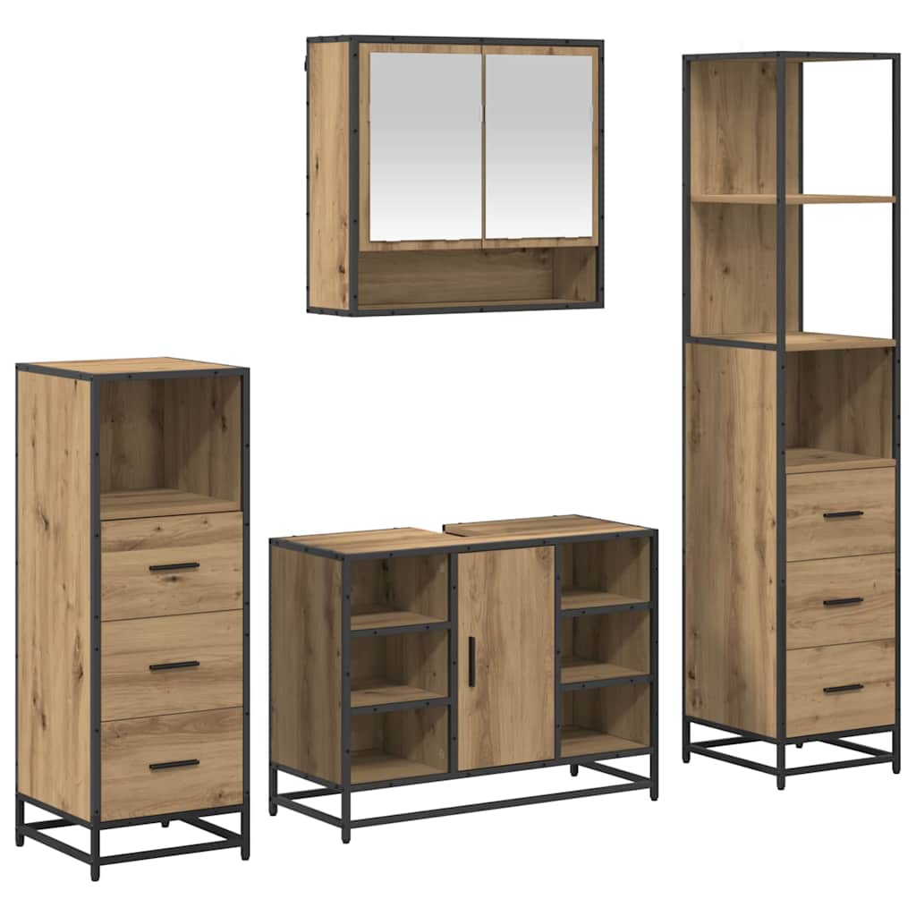 Badkamermeubelset 4 st Artisan Eiken 80 x 33 x 60 cm is nu te koop bij PeponiXL, paradijselijk wonen!