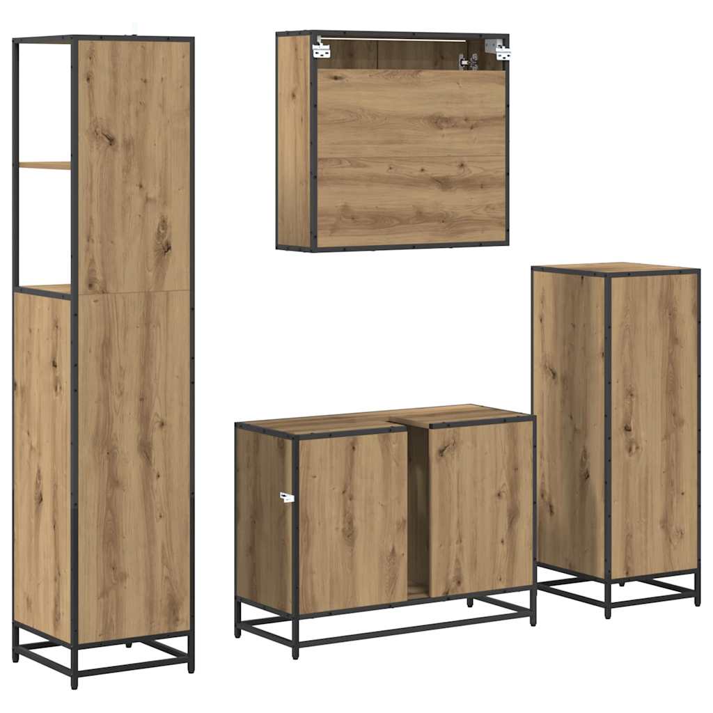 Badkamermeubelset 4 st Artisan Eiken 80 x 33 x 60 cm is nu te koop bij PeponiXL, paradijselijk wonen!