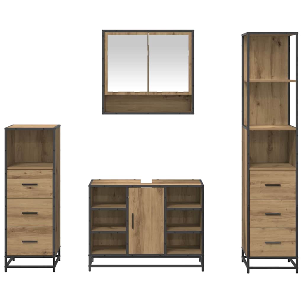 Badkamermeubelset 4 st Artisan Eiken 80 x 33 x 60 cm is nu te koop bij PeponiXL, paradijselijk wonen!