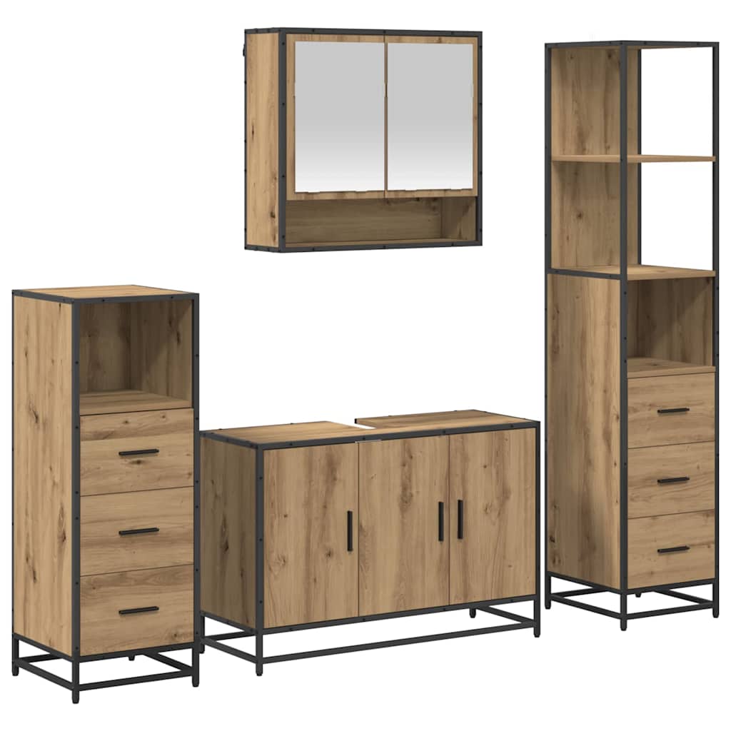 Badkamermeubelset 4 st Artisan Eiken 90 x 33 x 60 cm is nu te koop bij PeponiXL, paradijselijk wonen!