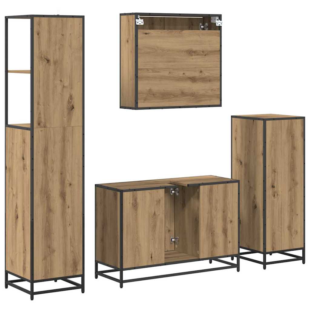 Badkamermeubelset 4 st Artisan Eiken 90 x 33 x 60 cm is nu te koop bij PeponiXL, paradijselijk wonen!