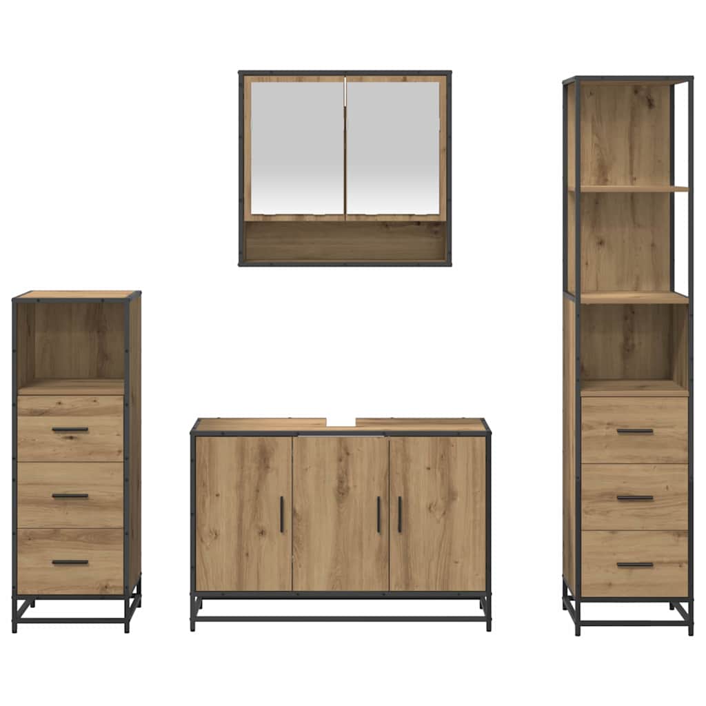 Badkamermeubelset 4 st Artisan Eiken 90 x 33 x 60 cm is nu te koop bij PeponiXL, paradijselijk wonen!