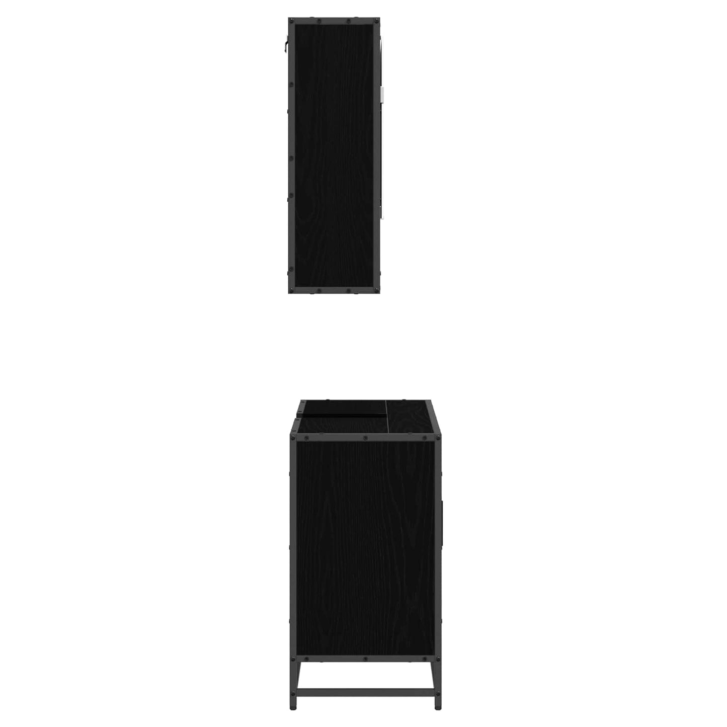 Badkamermeubelset met plank 2 pcs Zwart Eiken Bewerkt hout is nu te koop bij PeponiXL, paradijselijk wonen!