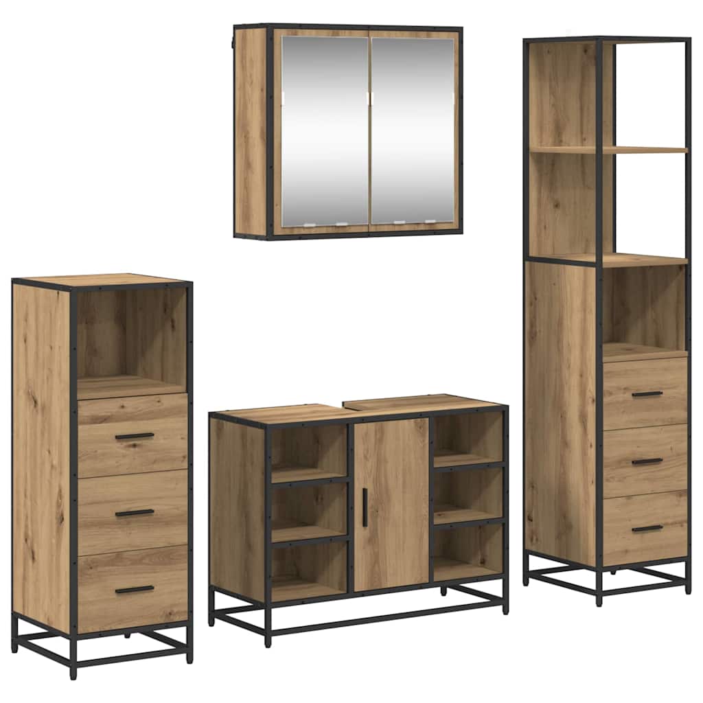 Badkamermeubelset 4 st Artisan Eiken 80 x 33 x 60 cm is nu te koop bij PeponiXL, paradijselijk wonen!
