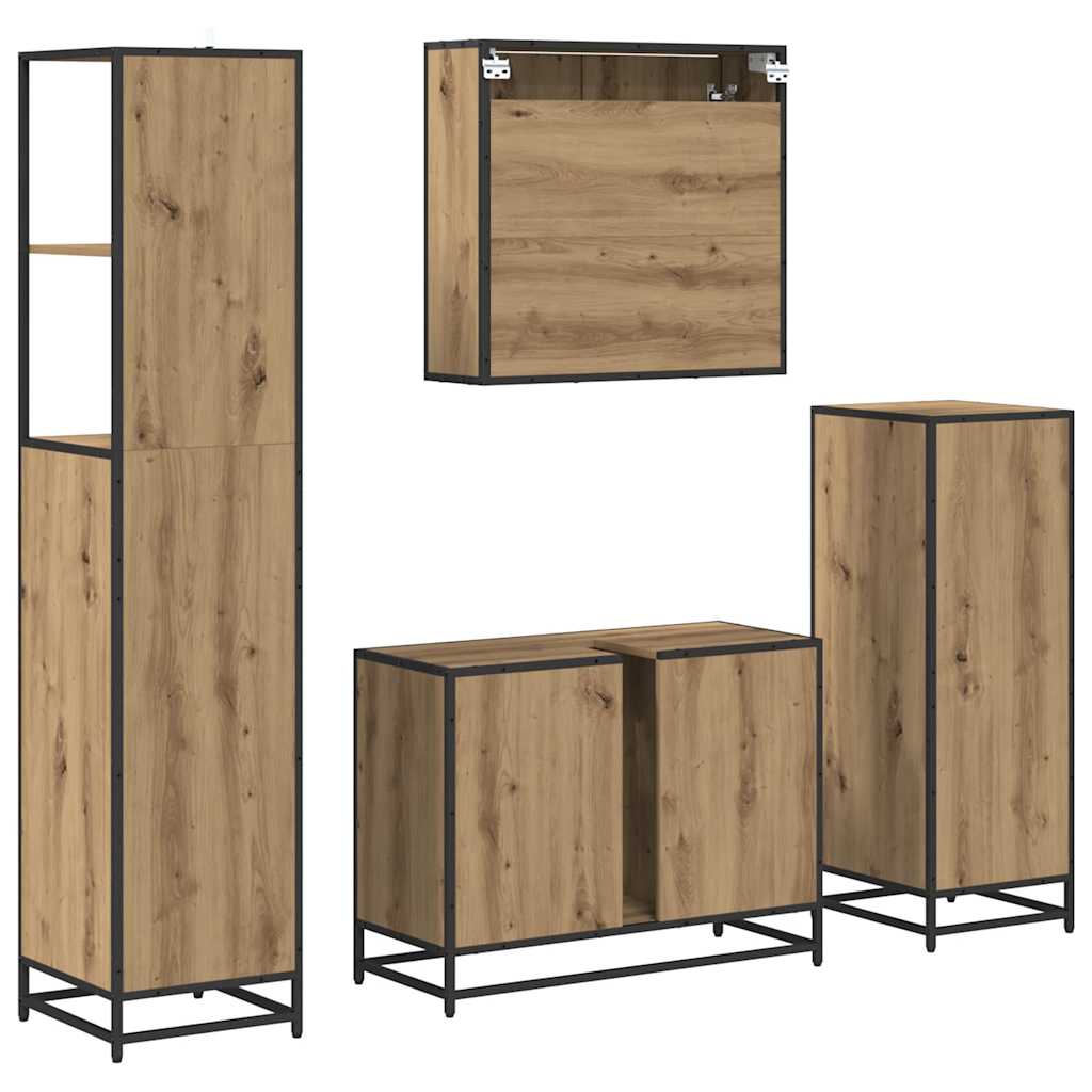 Badkamermeubelset 4 st Artisan Eiken 80 x 33 x 60 cm is nu te koop bij PeponiXL, paradijselijk wonen!