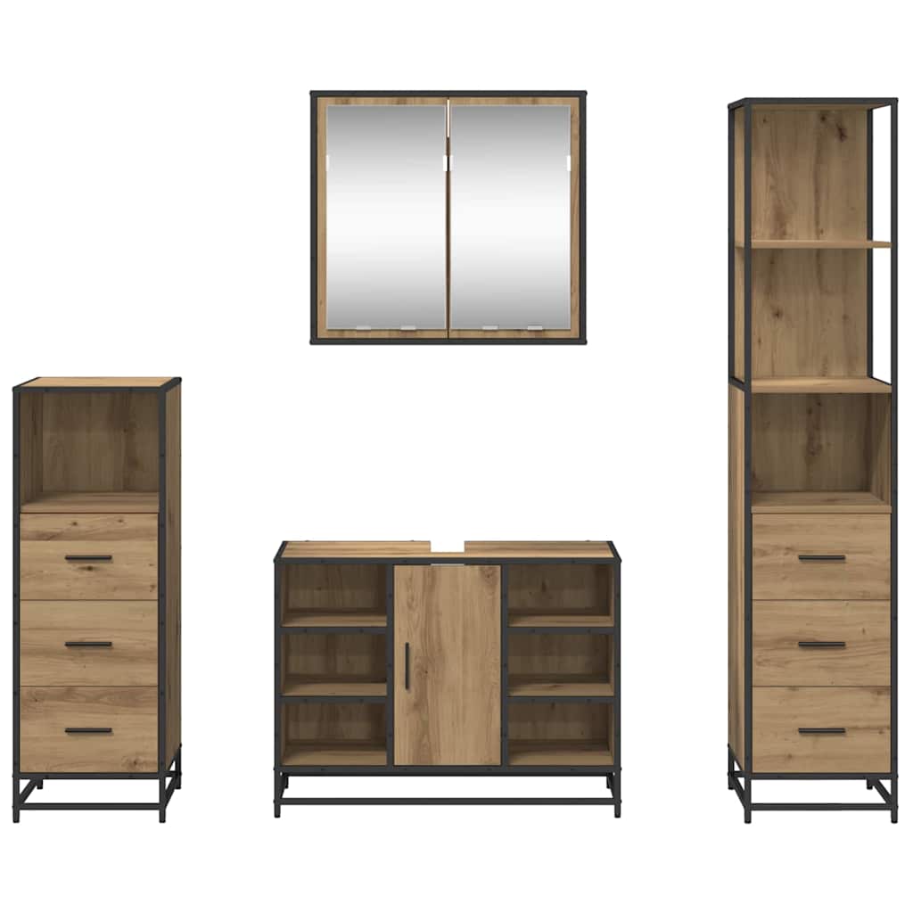 Badkamermeubelset 4 st Artisan Eiken 80 x 33 x 60 cm is nu te koop bij PeponiXL, paradijselijk wonen!